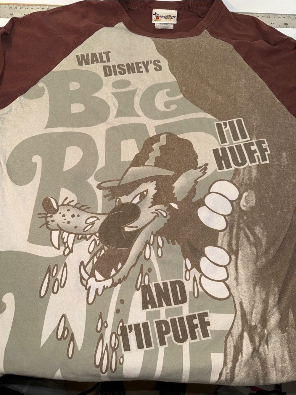 Walt Disney Big Bad Wolf Raglan Tee - Brown/Beige